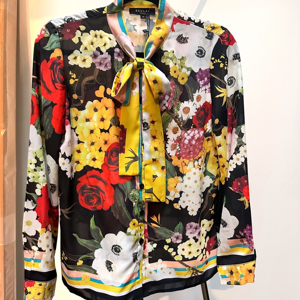 Floral Blouse with Bow